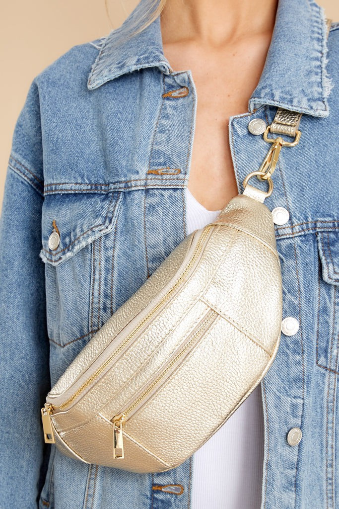 For Travel's Sake Gold Leather Fanny Pack | Red Dress 