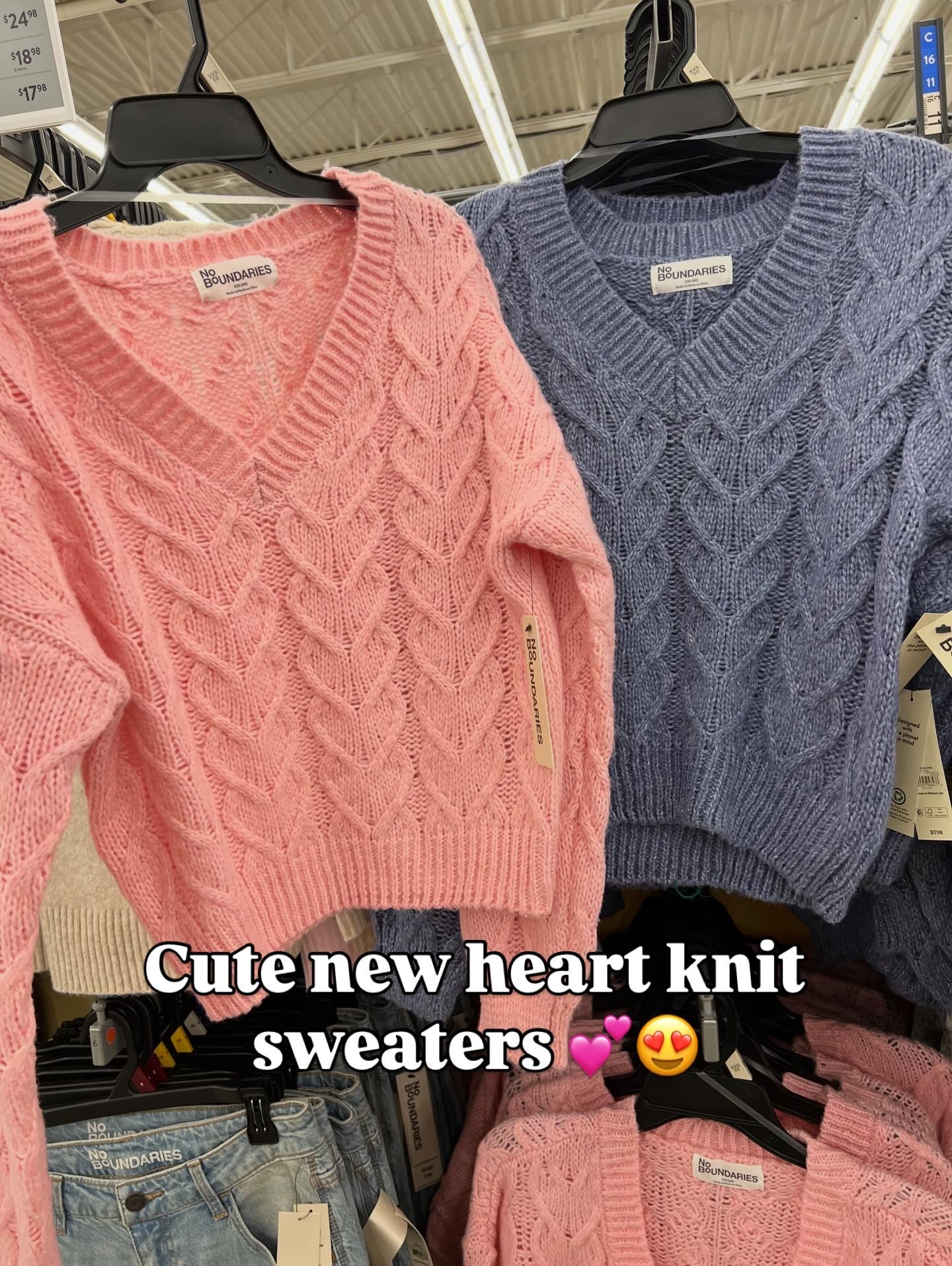 How cute are these new Walmart sweaters? Love the heart print is part of the knit! Cute now and in February. #walmartfashion 

#LTKFindsUnder100 #LTKFindsUnder50