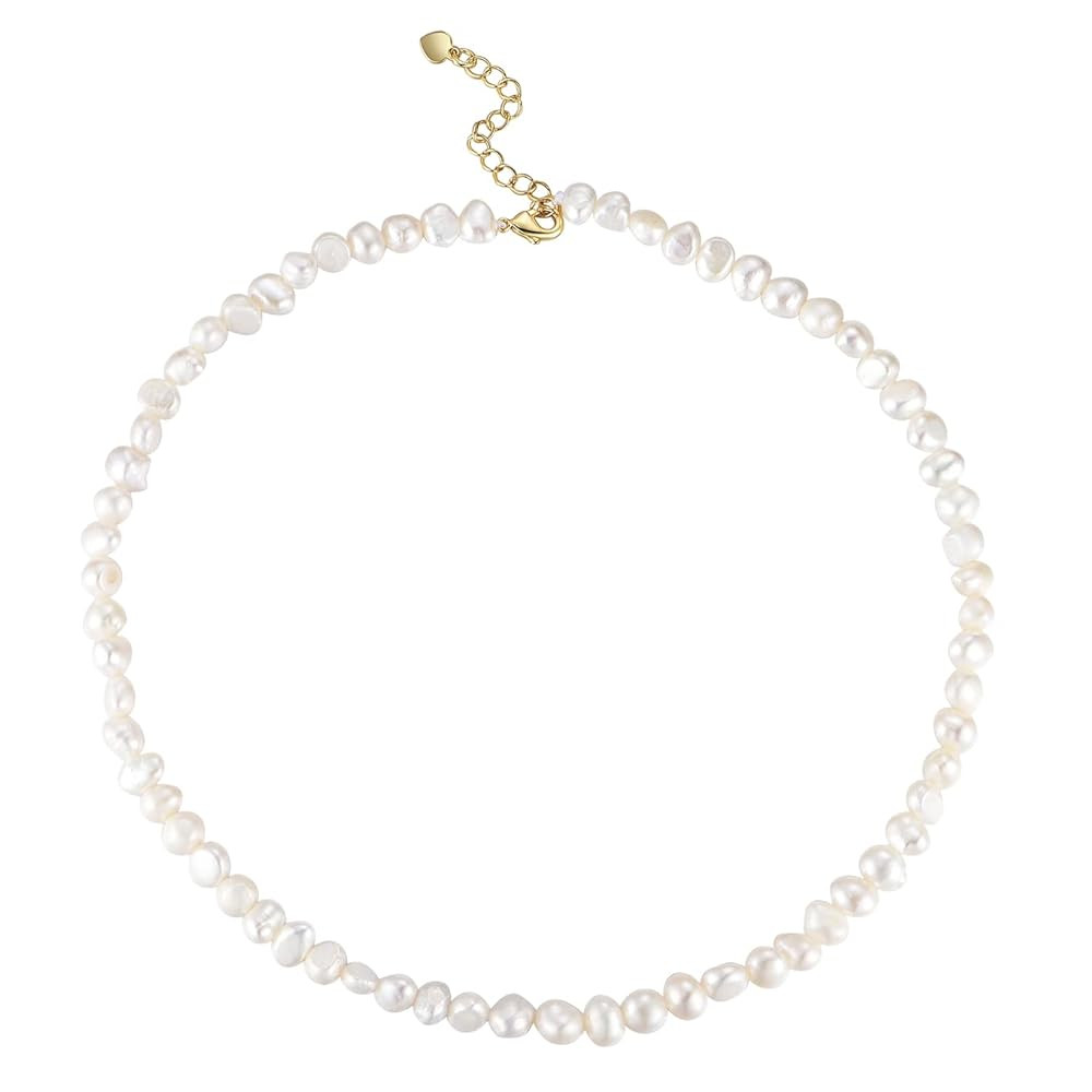 14K Gold Plated Dainty Choker Necklace for Women & Girls | Snake, Cuban Link, Paperclip, Ball Bea... | Amazon (US)