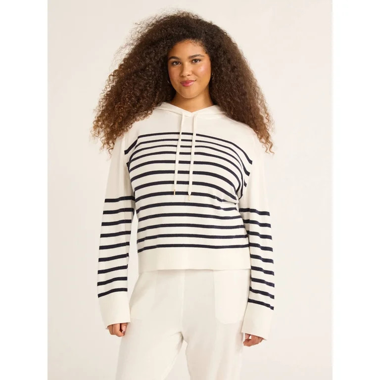 Free Assembly Women's and Women's Plus Cozy Yarn Hoodie Sweater with Long Sleeves, Sizes XS-4X | Walmart (US)