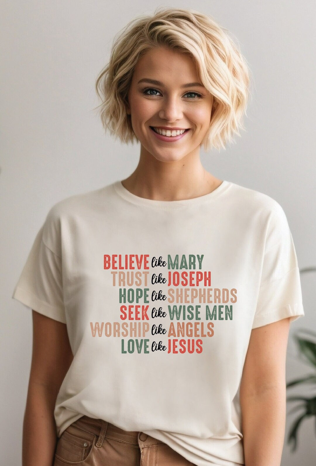 Believe Like Mary Trust Like Joseph Shirt,believe Like Mary Tee,love Like Jesus Christmas Shirt, ... | Etsy (US)