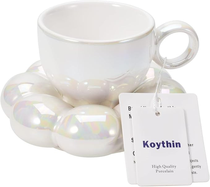 Koythin Ceramic Coffee Mug with Saucer Set, Creative Cute Cup with Sunflower Coaster for Office a... | Amazon (US)