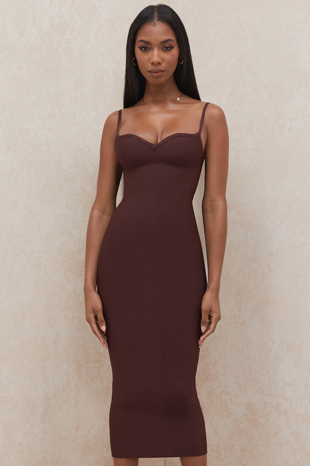 raisin sweetheart neckline bandage dress | House of CB
