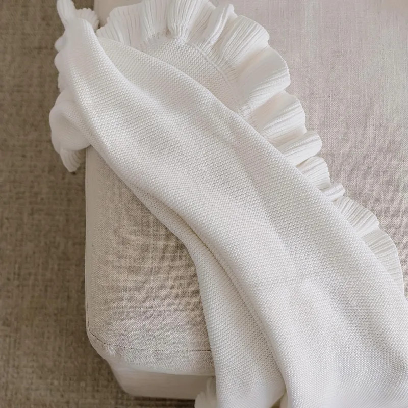 1pc Baby Throw Blanket, Soft And Cozy Knitted Blanket, Solid Color Ruffle Blanket, Baby Bag Towel... | Temu Affiliate Program