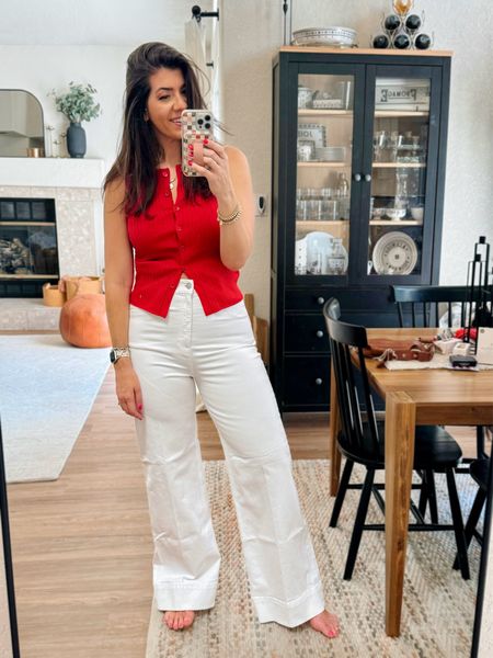 Spring try on
Wearing a small in the ribbed top
Wearing a 10 Egypt in the wide leg white jeans


#LTKOver40 #LTKMidsize #LTKWorkwear