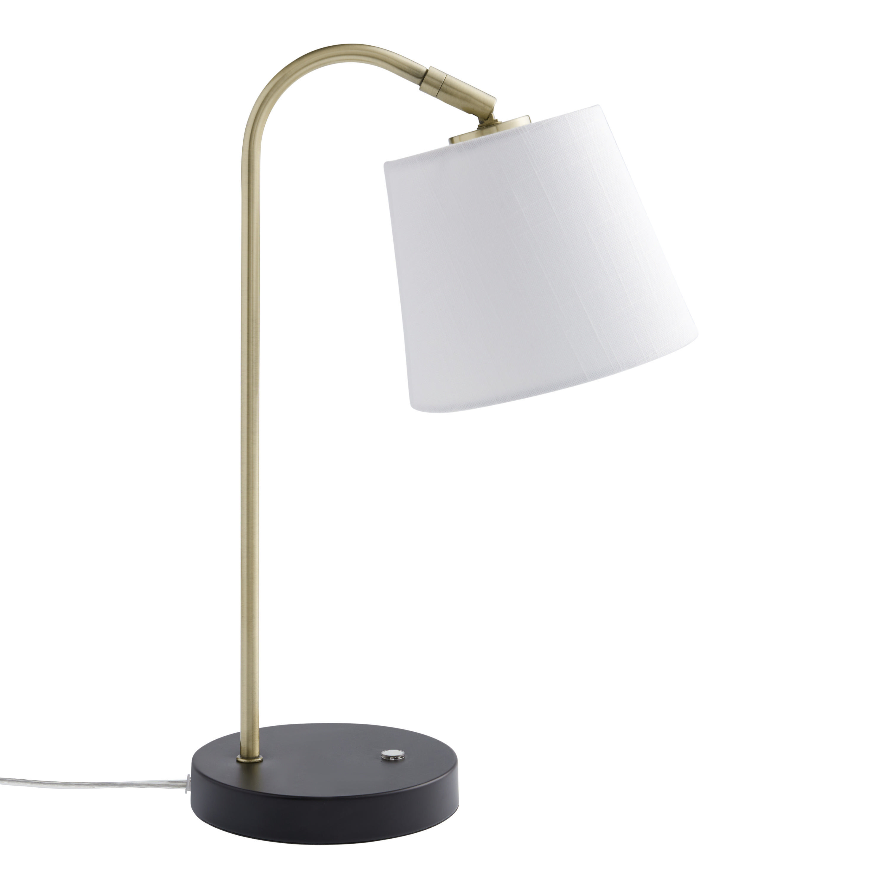 Aida White Linen and Metal Adjustable Task Lamp with USB | World Market