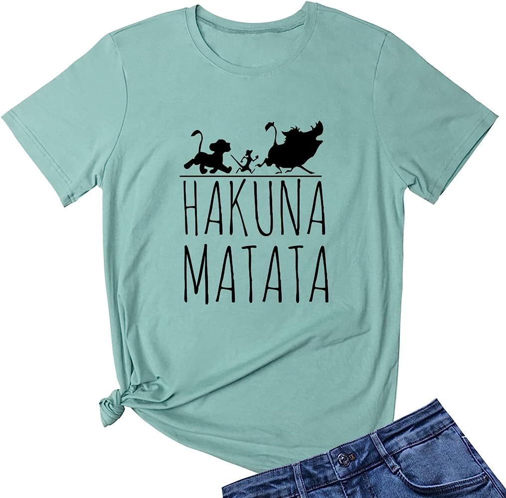 LOOKFACE Womens Hakuna Graphic Printed Tshirts Cute Funny Tees | Amazon (US)