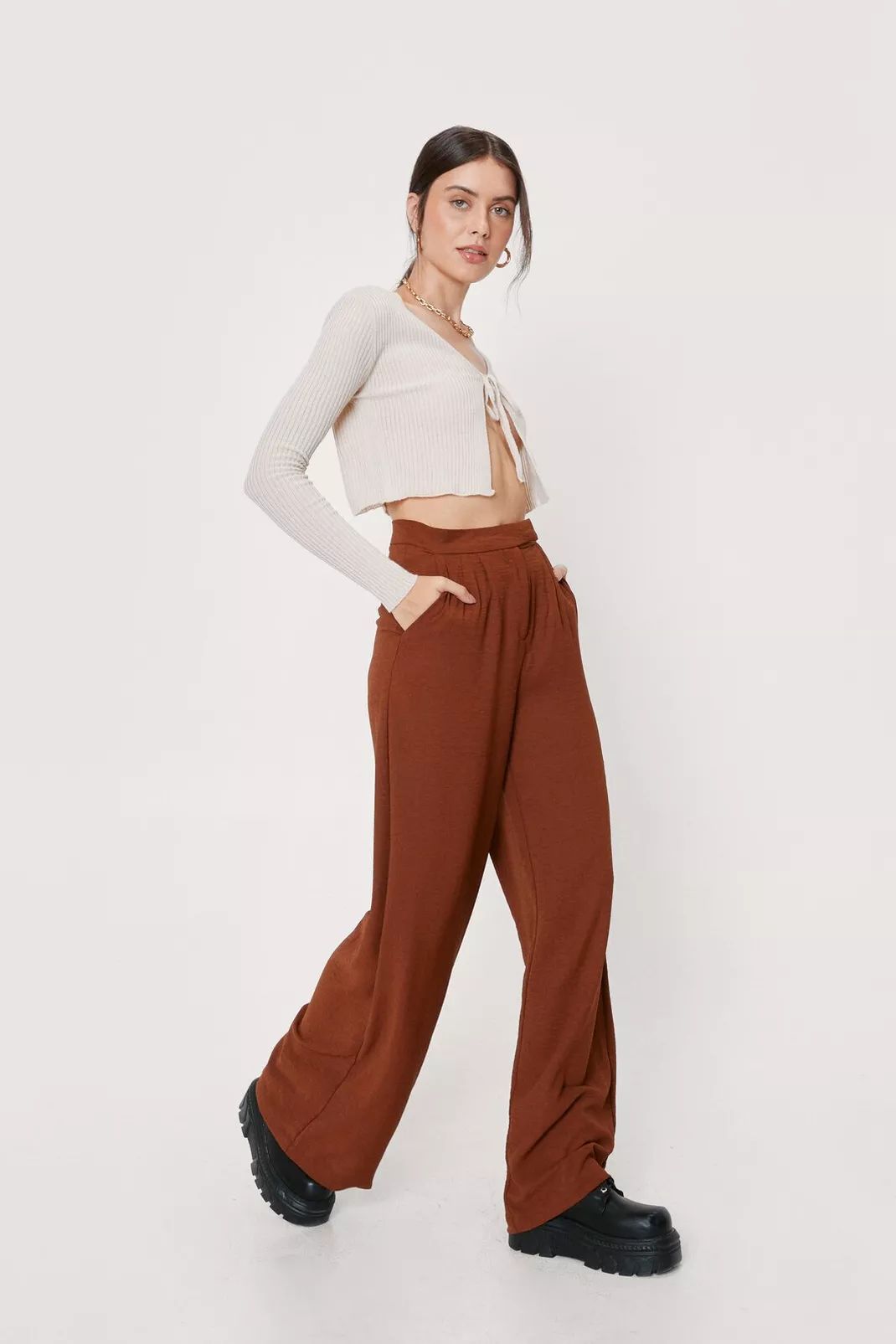 Textured Tailored Wide Leg Pants | Nasty Gal (US)