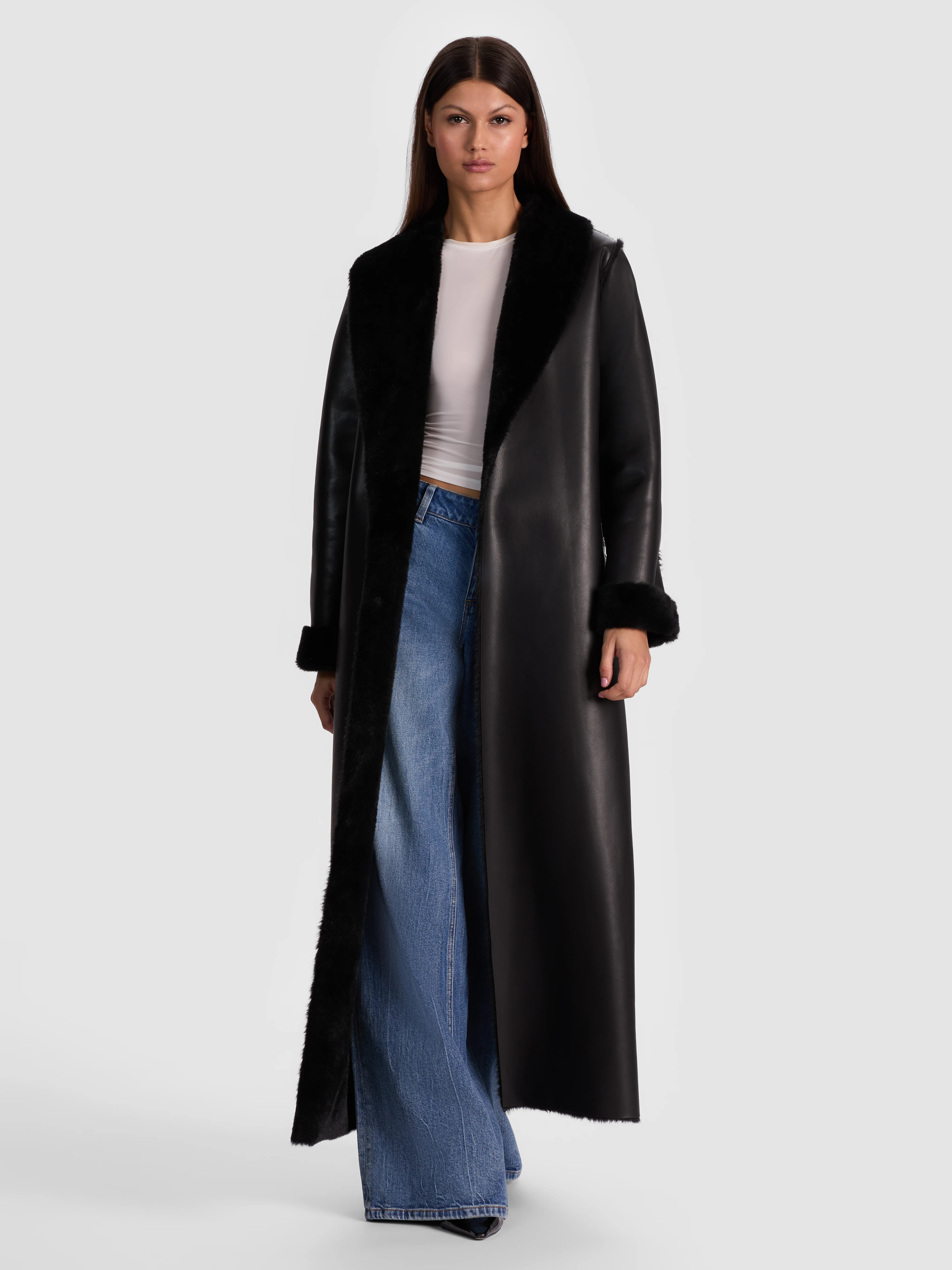 alice + olivia SHELBY FAUX SHEARLING MAXI COAT | Alice + Olivia