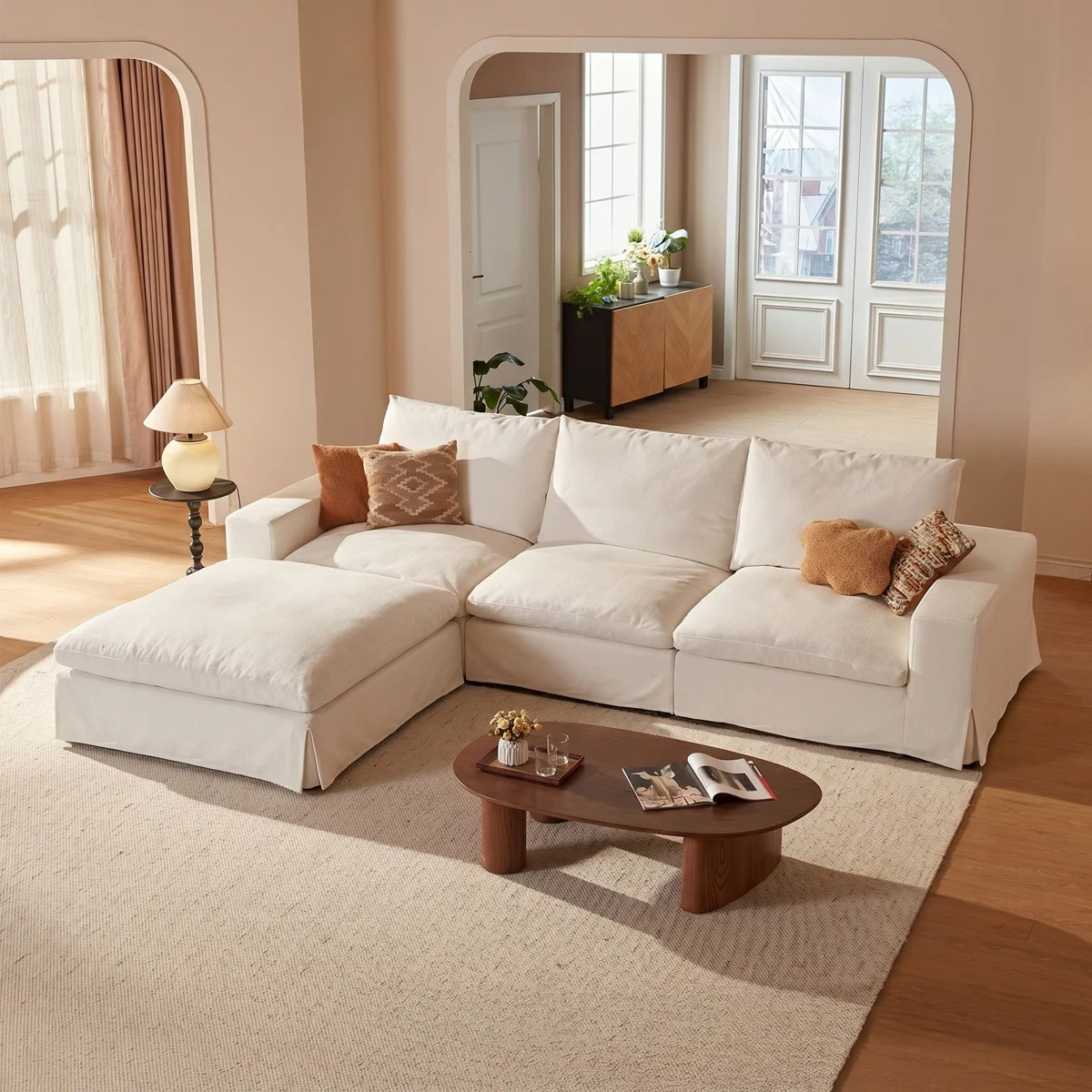 Oversized Boneless Cloud Couch, Comfy L Shaped Sectional Sofa, Extra Wide & Deep Modular Couches ... | Wayfair North America