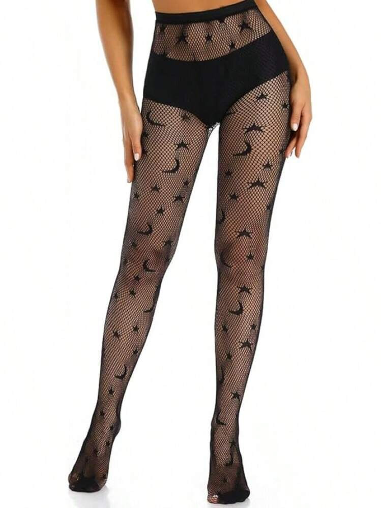XIUSEMY Women Tights Fishnet Stockings Patterned Leggings Thigh-High Black Socks Lace Pantyhose | SHEIN