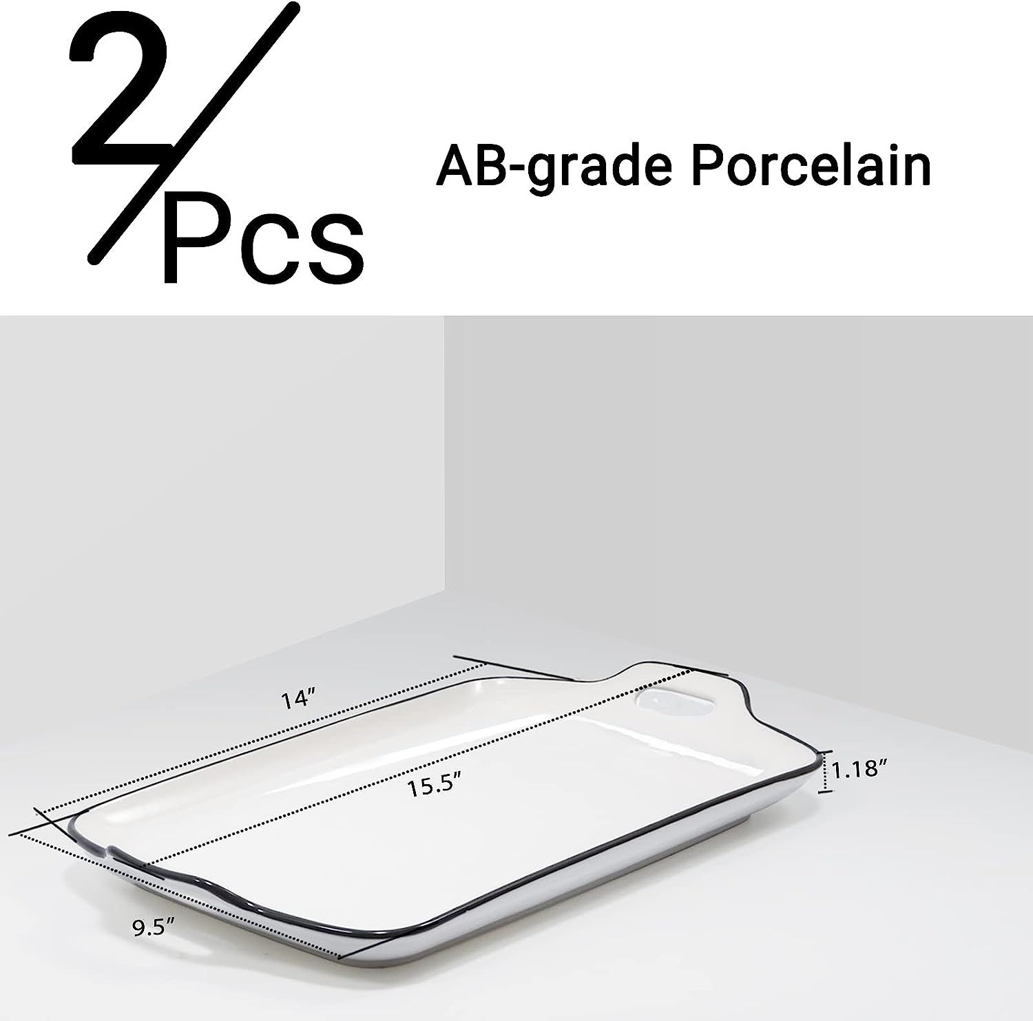 Amazon.com | AQUIVER 14'' Extra Large Serving Tray with Handles, Porcelain White Serving Platter ... | Amazon (US)