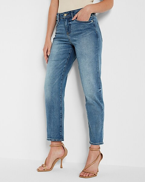 Mid Rise Medium Wash Boyfriend Jeans | Express