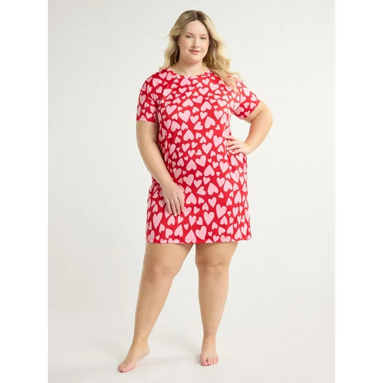 Joyspun Women's Sleepshirt with Short Sleeves, Sizes S/M to 2X/3X | Walmart (US)