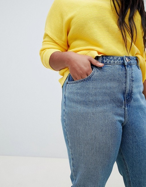 ASOS DESIGN Curve Recycled Egerton rigid cropped in mid stonewash blue | ASOS US