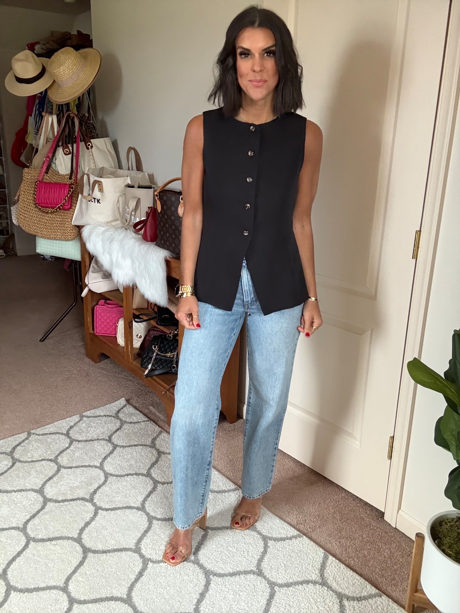 Size small in vest size 25 in Levi jeans sandals fit tts

#LTKSeasonal