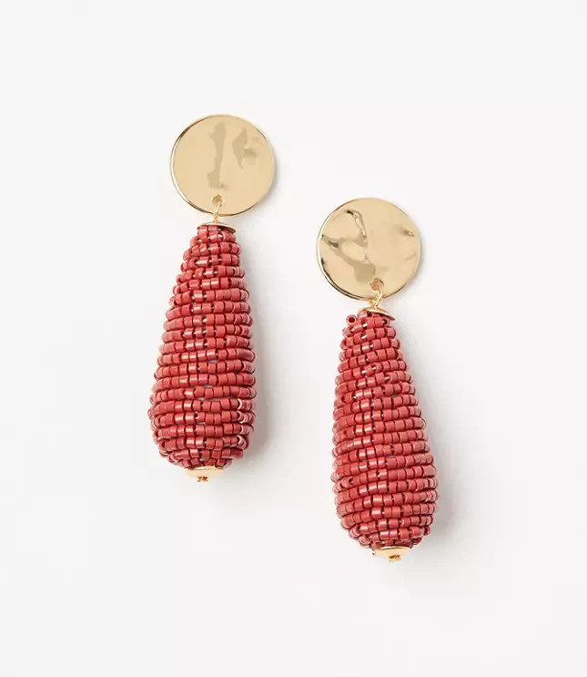 Molded Coin Beaded Drop Earrings | LOFT