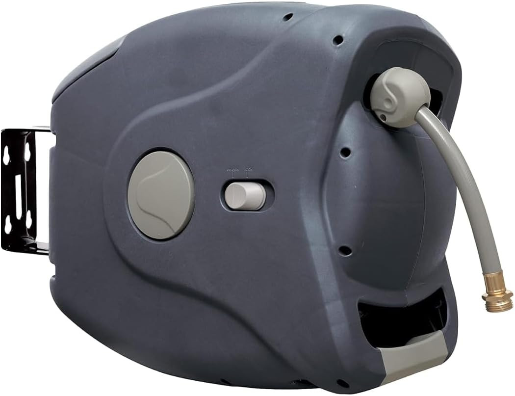 100ft Retractable Hose Reel 5/8 | Automatic Retractable Hose Reel w/Wall Mount | Easy to Assemble... | Amazon (US)