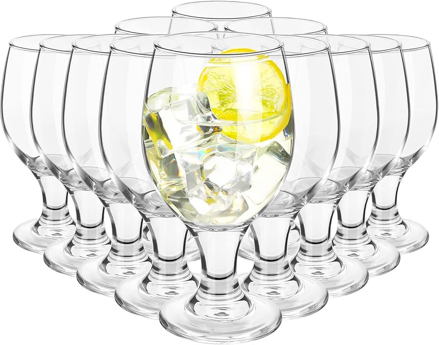 Patelai Set of 12 Clear Glasses 13.5 oz Water Goblet Glass Stemmed Water Glasses for Juice Wine B... | Amazon (US)