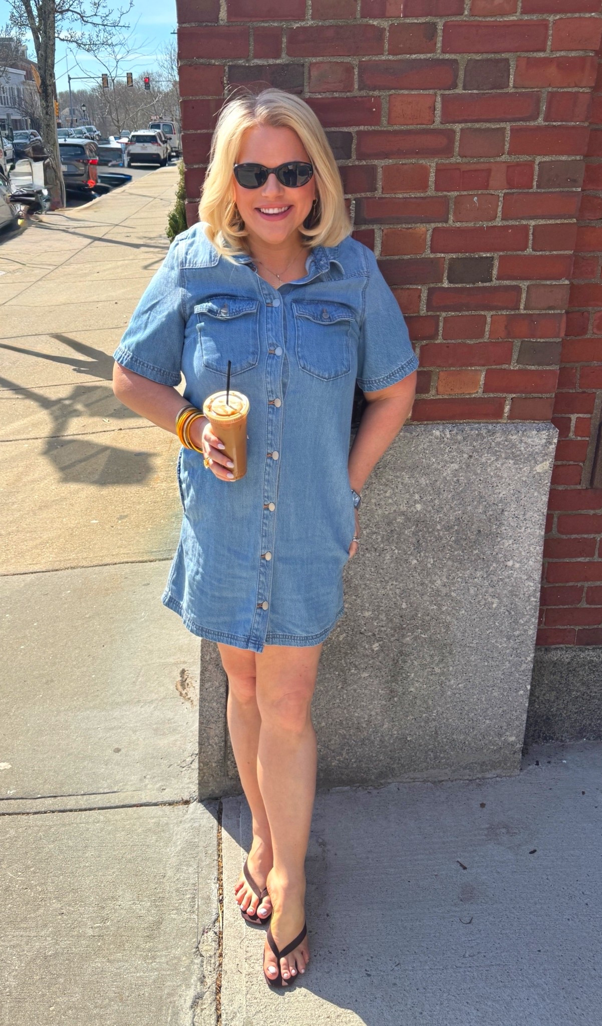 Your friends in New England are finally thawing out! 
It's above 70 degrees today.
I couldn't wait to wear this denim dress and kitten heel sandals. 
Both are from Target and are quite the steal!

Business casual outfits, spring dress, country concert dress, denim, thong sandal, Target

#LTKSeasonal #LTKdayinmylife #LTKFestival