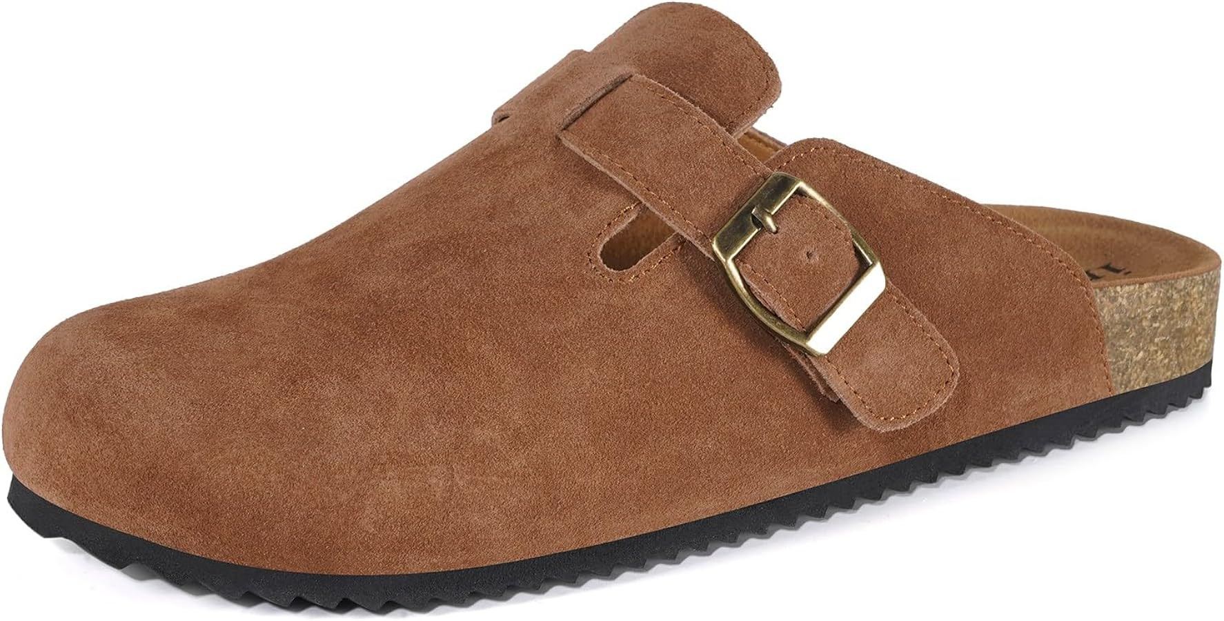 Intini Womens Suede Clogs Mens Leather Mules Cork Footbed Sandals with Arch Support | Amazon (US)