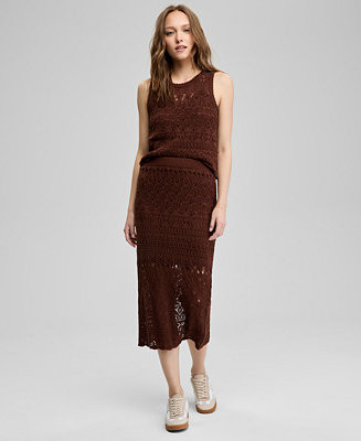 Women's Crochet Pull-On Cotton Midi Skirt | Macy's