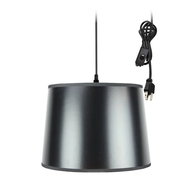 1-Light Plug In Swag Pendant Ceiling Light Black/Gold Shade | Walmart (US)
