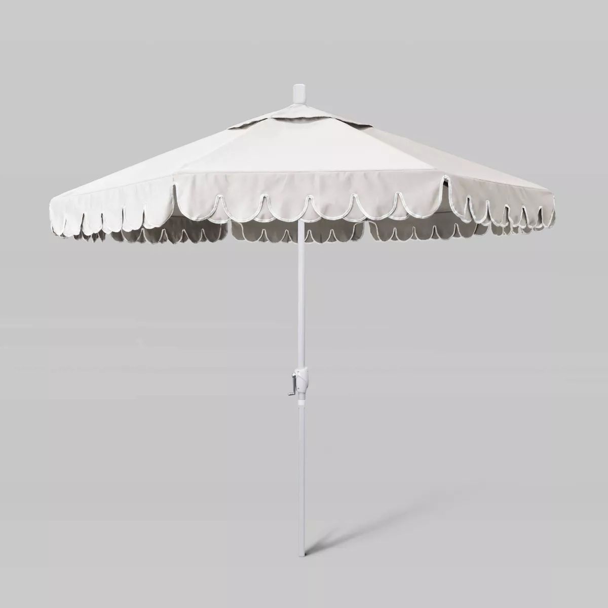 9' Sunbrella Scallop Base Market Patio Umbrella with Push Button Tilt - White Pole - California U... | Target