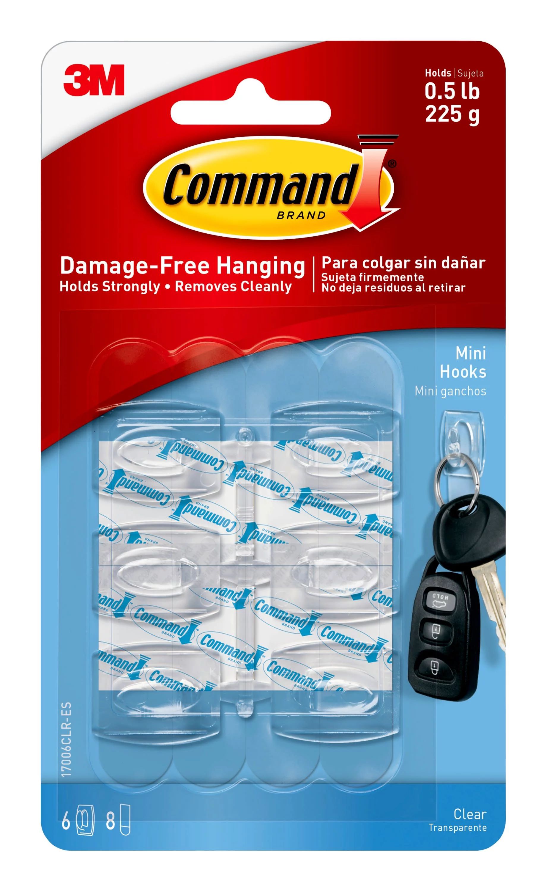 Command Mini Wall Hooks, Clear, Damage Free Hanging of Dorm Room Decorations, Six Hooks - Walmart... | Walmart (US)