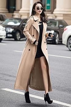 ebossy Women's Double Breasted Duster Trench Coat Slim Full Length Maxi Long Overcoat | Amazon (US)