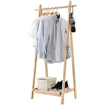 LANGRIA Foldable Bamboo Clothes Laundry Rack with 4 Side Hooks Lower Shoe Shelf for Extra Storage... | Amazon (US)