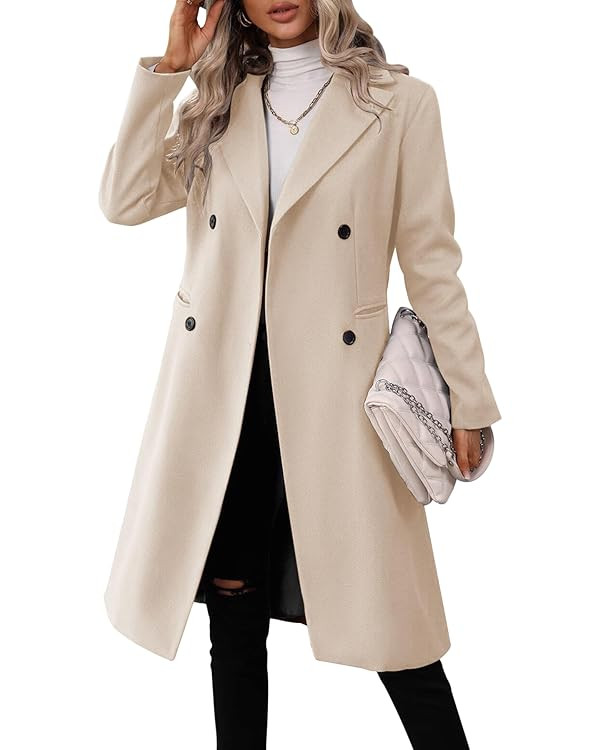 Danedvi Womens Long Double Breasted Coats Lapel Collar Pea Coat Winter Slim Fit Jackets Trench Co... | Amazon (US)
