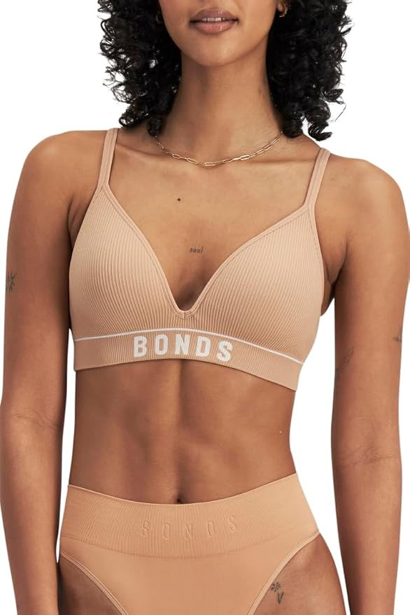 Bonds T-Shirt Stretch Rib Wireless Bra with Contour Cups for Women | Amazon (US)