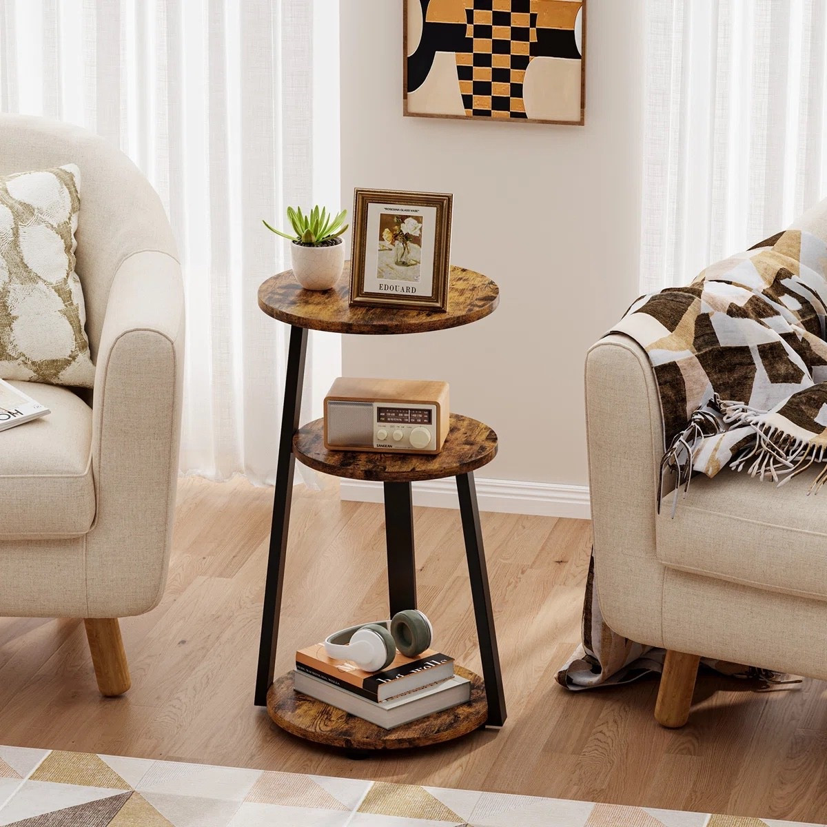 This 3 tiers round end table from Wayfair is the perfect small-space essential. With three tiers of storage, it’s great for holding decor, books, or everyday items while keeping your space organized. The warm wood finish adds a cozy touch to any living room or bedroom. Currently 33% off as part of a limited-time deal, so it’s a great grab right now. 