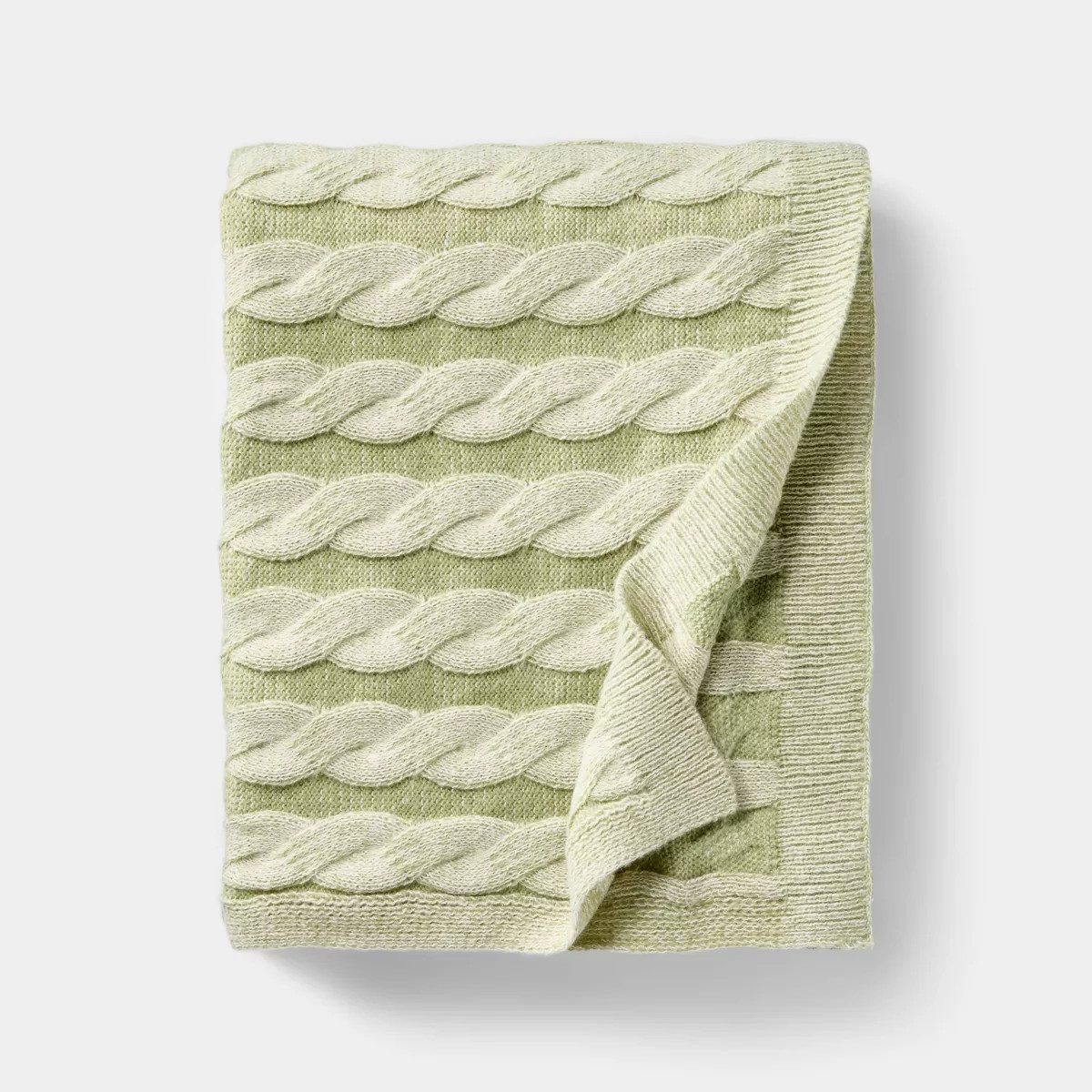 50"x60" Twisted Cable Throw Blanket Green and Cream - Threshold™ designed with Studio McGee | Target