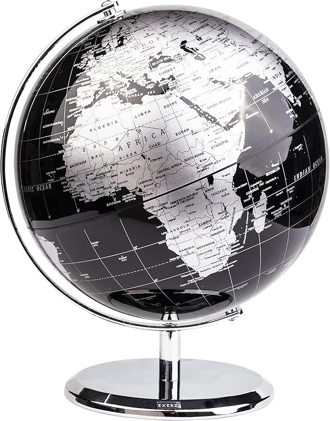 Exerz 8" World Globe Black - Stainless Steel Arc and Base - Educational/Geographic/Modern Desktop... | Amazon (US)