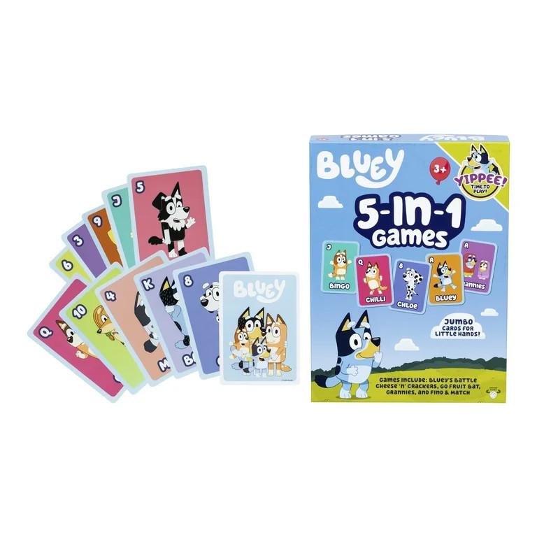 Bluey 5 Family Favorites Card Game Set, Includes Fun Bluey Versions of Snap, War, Go Fish, Old Ma... | Walmart (US)
