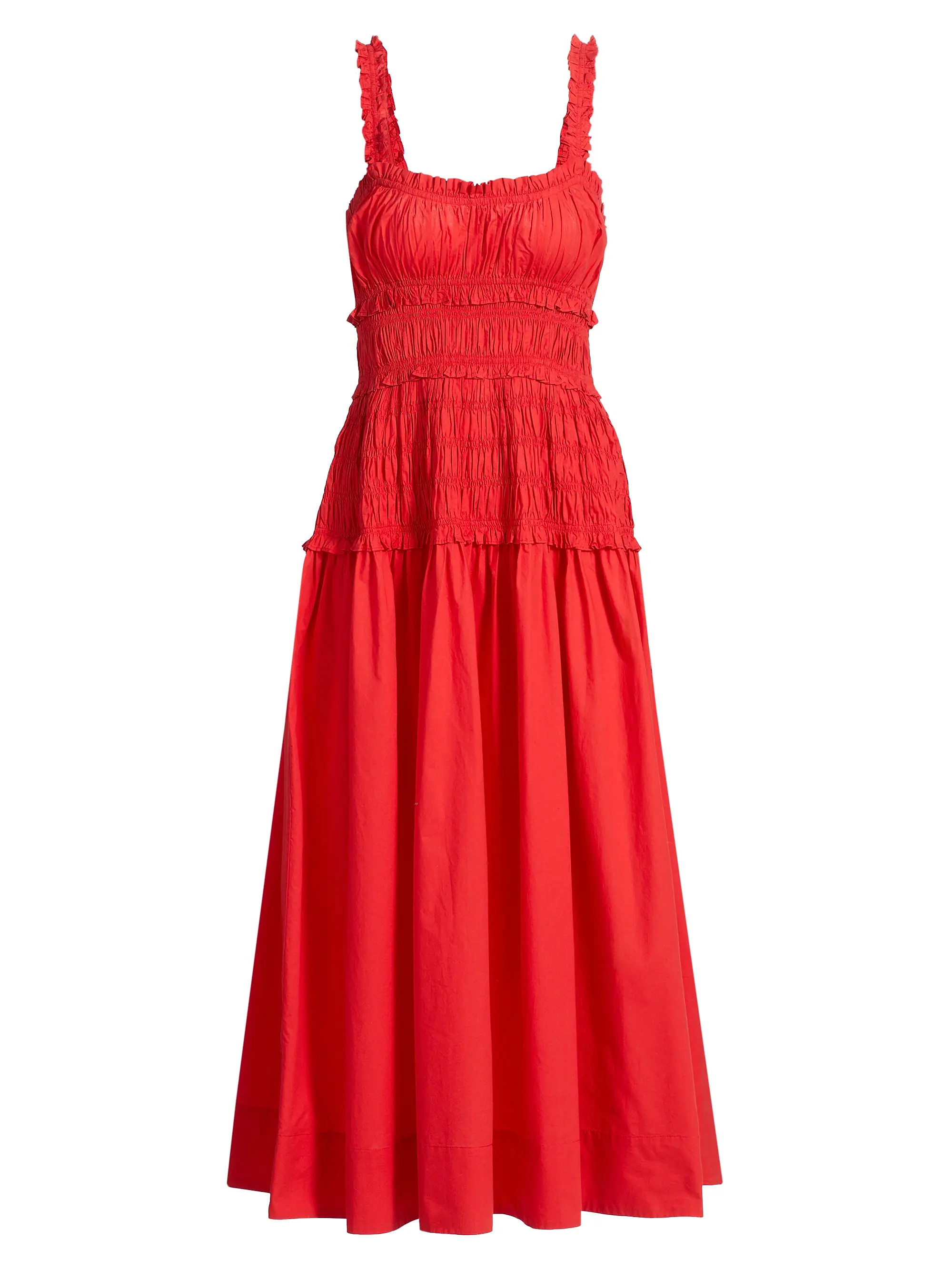 Marianne Cotton Smocked Midi-Dress | Saks Fifth Avenue