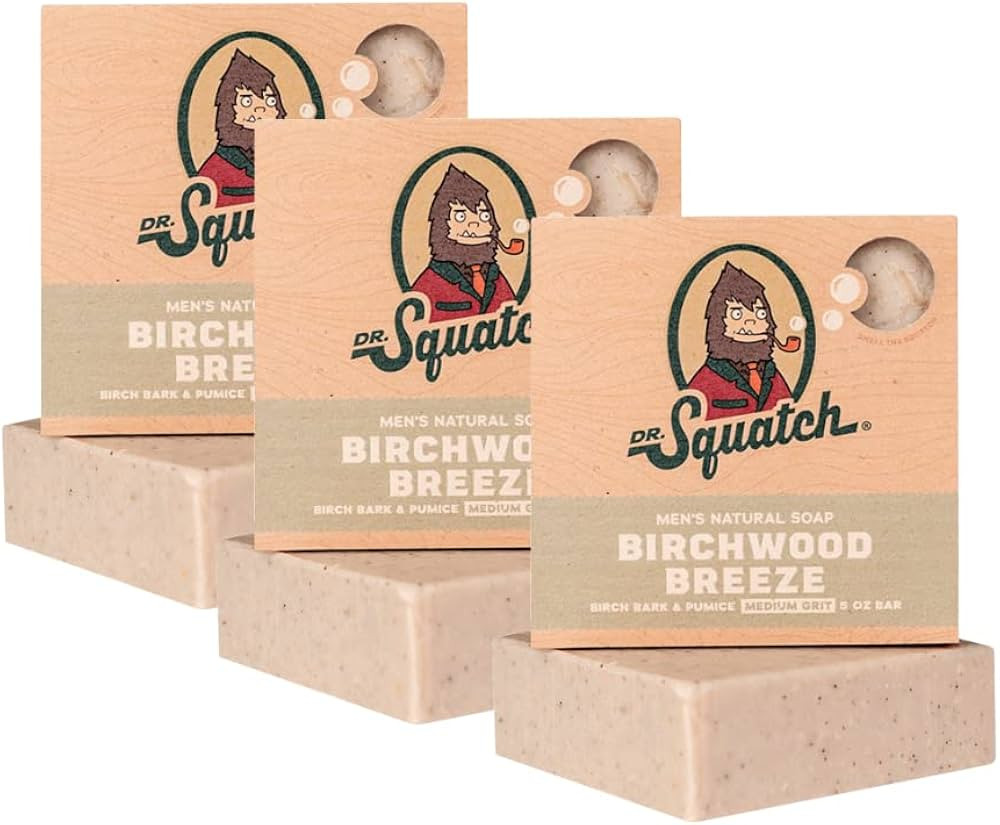 Dr. Squatch BIRCHWOOD BREEZE 3 Bar Pack - Cold Processed Soap Made For Men - Medium Grit - Natura... | Amazon (US)