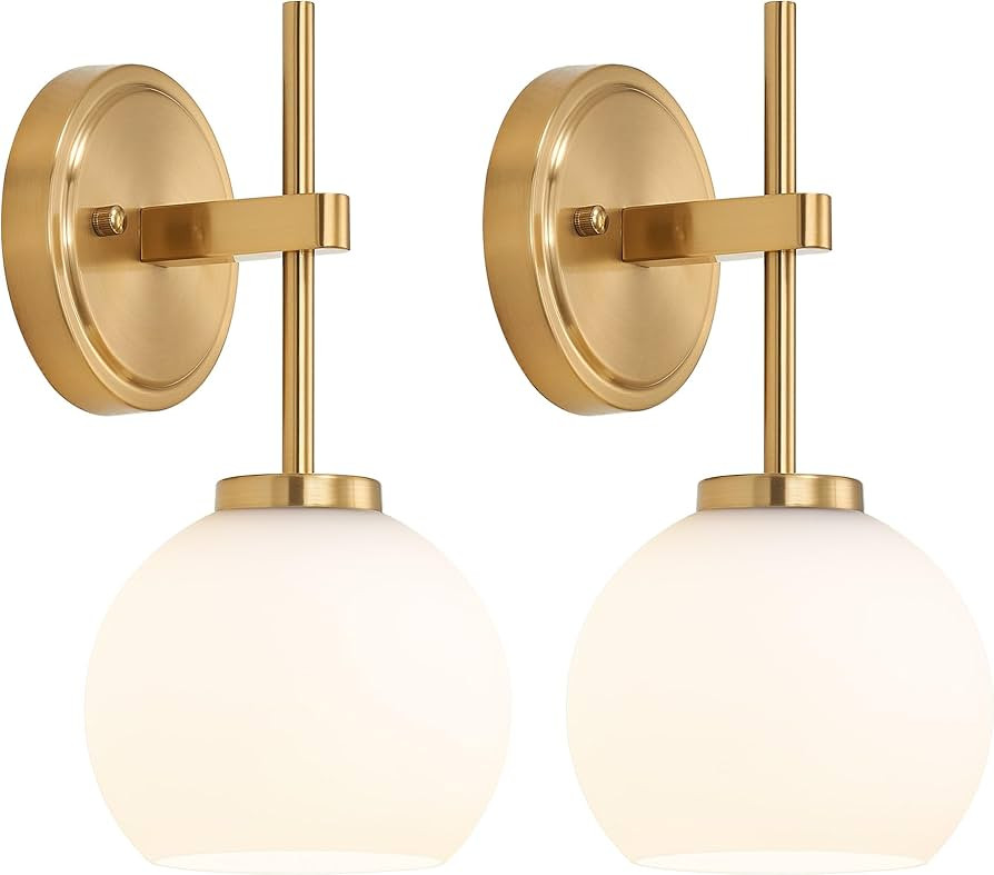 Gold Battery Operated Wall Sconce Set of 2, Wireless Rechargeable Sconces Wall Lighting with Remo... | Amazon (US)