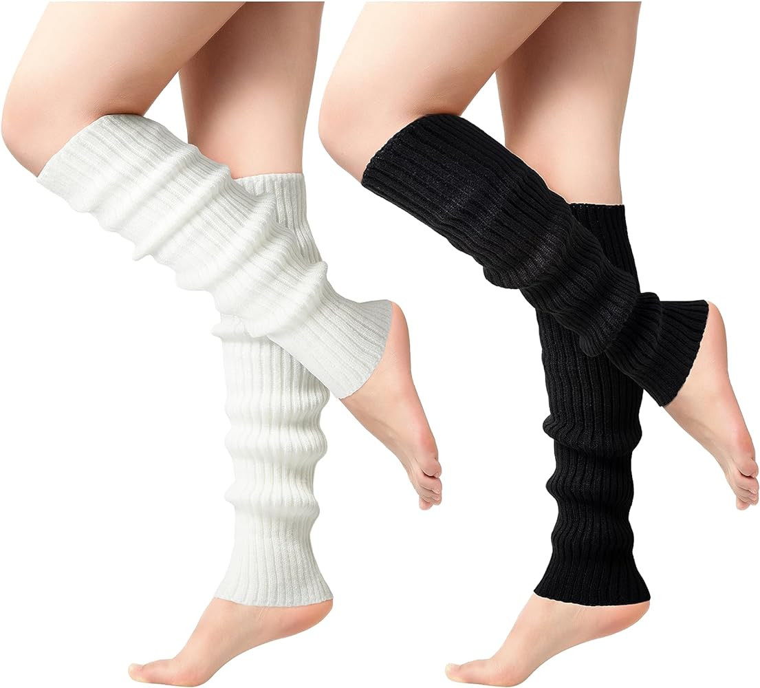 Passionbility Leg Warmers for Women - Leg Warmers 80s Ribbed Knitted Long Socks for Party Sports | Amazon (US)