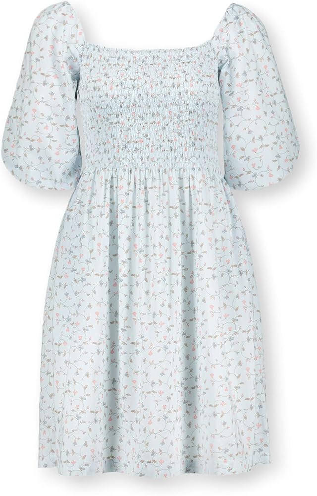 Hope & Henry Women's Organic Cotton Bubble Sleeve Smocked Bodice Dress | Amazon (US)