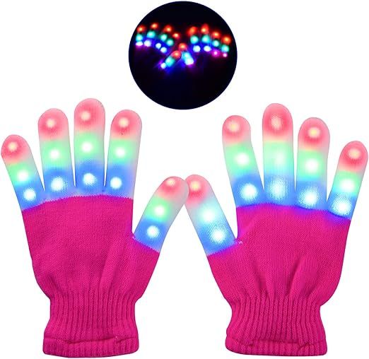 Yostyle Children LED Finger Light Up Gloves,Small 3 Colors 6 Modes Flashing LED Warm Gloves Color... | Amazon (US)