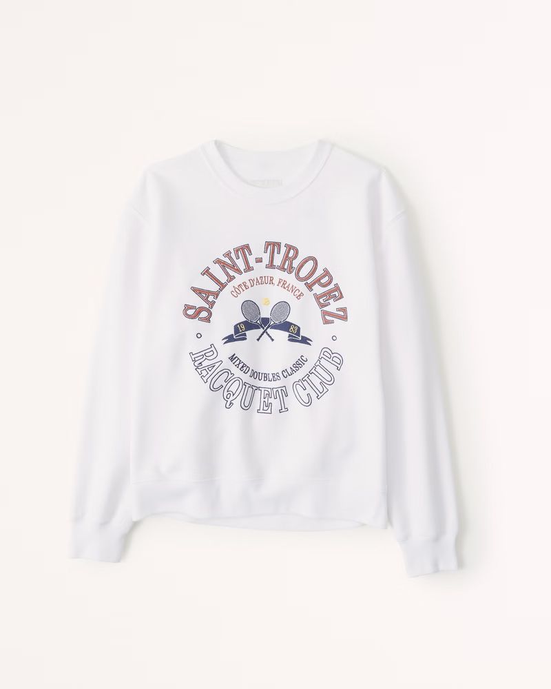 Women's Boyfriend Crew Tennis Graphic Sweatshirt | Women's Clearance | Abercrombie.com | Abercrombie & Fitch (US)