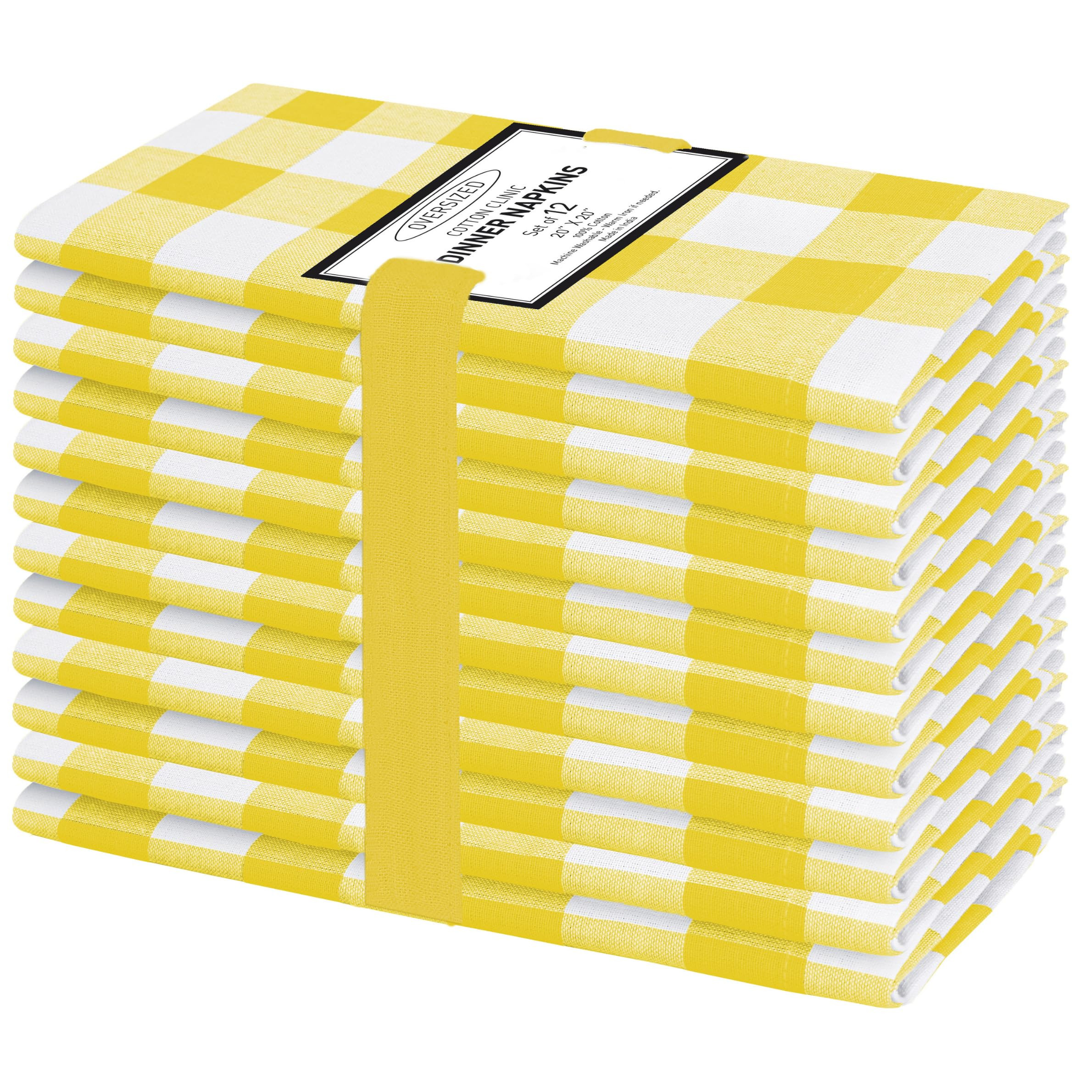 Cotton Clinic Set of 12 Cloth Napkins Gingham Check 100% Cotton 20x20 inches - Soft Durable Washa... | Amazon (US)