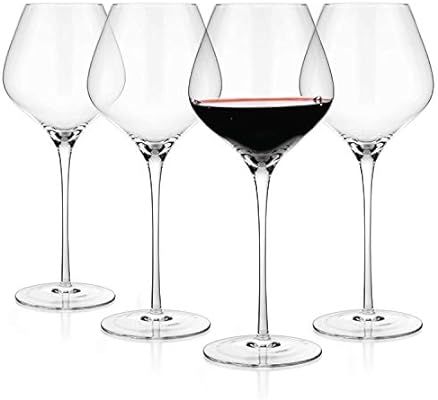 Luxbe - Crystal Wine Large Glasses 24-ounce, Set of 4 - Tall Red or White Wine Glasses - Pinot No... | Amazon (US)