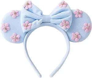 PAITTY Pearl Mouse Ears Bow Headbands, Sparkle Minnie Ears Headband Glitter Hair Band for Party P... | Amazon (US)