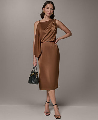 Women's Satin Square Neck Midi Sheath Dress | Macy's