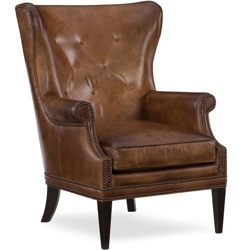 Maya Wing Brown Leather Club Chair | Bellacor