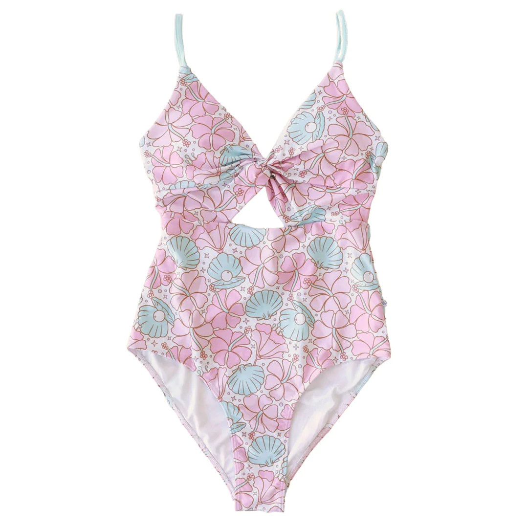 Women's Ruched Cutout One-Piece Swimsuit | Ocean Pearl* | Caden Lane